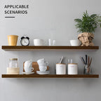 Floating Shelves for Wall, Wall Mounted Rustic Wood Shelves for Bathroom, Bedroom, Living Room, Kitchen, Hanging Shelf for Books/Storage/Room (Black, 23.6")