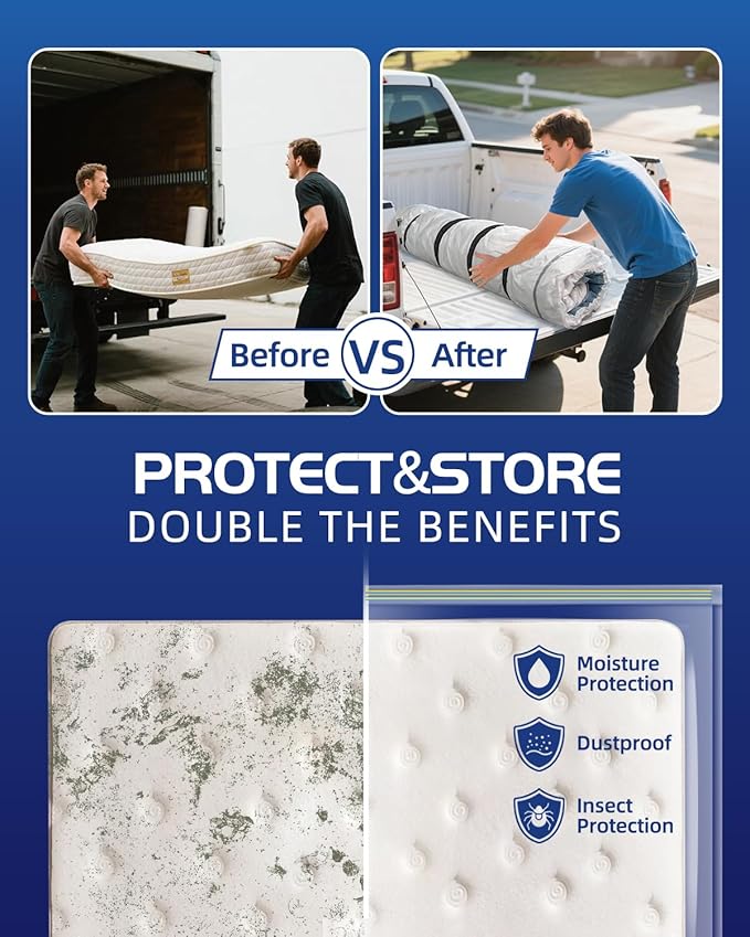 Vacuum Storage Bags for moving, Vacuum Seal Bags for Memory Foam, Latex, Clothing & Bedding, Space Saver Bags(1 Twin/Twin XL)