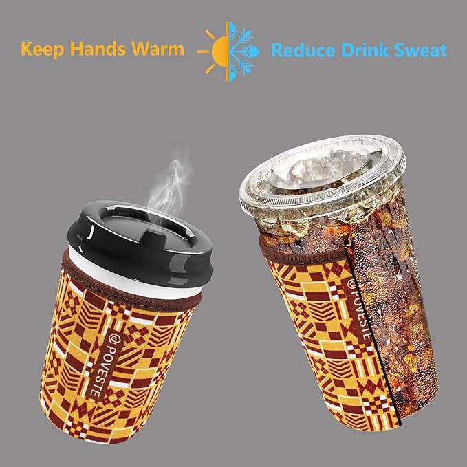 Reusable Neoprene Insulator Sleeve for Iced Coffee & Cold Soda, Coffee Sleeves for Iced & Hot Drinks, Cold Beverage Cooler Compatible with Starbucks, Dunkin (Team GFD, Small: 16-18oz)