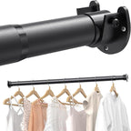 Closet Rods for Hanging Clothes, 17 to 84 Inches Stepless Adjustable Metal Closet Rod, 1.3 Inches Heavy Duty Clothes Hanging Rod for Closet Wardrobes Laundry RV, Black