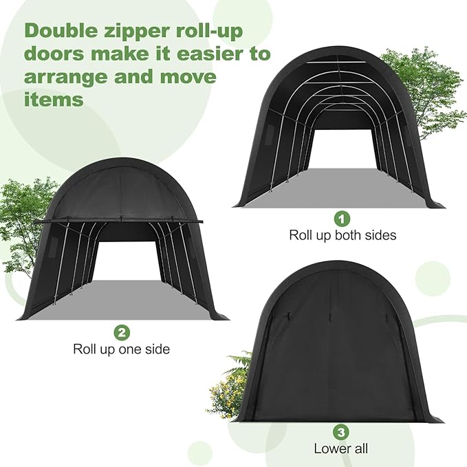 COBIZI Carport Canopy 12x20 Heavy Duty Portable Garage, All-Season Portable Car Ports & Outdoor Storage Shed, Galvanized Frame Vehicle Shelter with Removable Doors and Vents