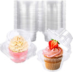 200 Pack Individual Cupcake Containers Plastic Cupcake Boxes Cupcake Holders Stackable Deep Dome Cupcake Carrier