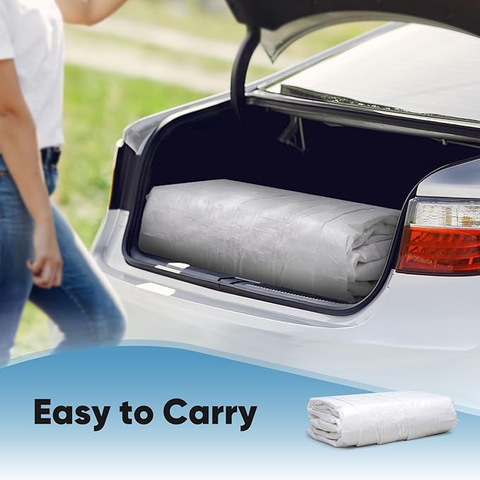 ADVANCE OUTDOOR Replacement Top Cover Tarp for 10x20 ft Carport Canopy with Ball Bungees, White, One Roof Only