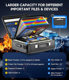 Fireproof Document Box with Lock, Hard-Shell Fireproof Safe for Home Documents, Portable Travel Fire Proof File Box for Passport Laptop Certificates, Black