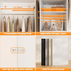 Homieasy 96 Inches Closet Organizer System, 8FT Customizable Walk In Closet Organizer with Hanging Rods, 3 Drawers Garment Rack with Leather Handle , 96" L x 16" W x 75" H, Max Load 1000 LBS, White