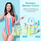 EUDELE Mesh Shower Caddy Portable, 8-Pocket Large Capacity, Quick Dry, Easy Clean, Ideal for Beach, Swimming, Gym, Travel