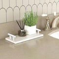 Guest Towel Holder Tray for Bathroom,Marble Slab with Handles -Napkin Holder for Kitchen - Bathroom Tray (White,Small)