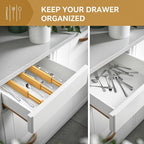 Secura Bamboo Drawer Dividers Organizer 4-Pack, Adjustable Drawer Separators Expandable from 12.0-17.1 inches for Kitchen, Office, Bathroom, Closet, Dresser