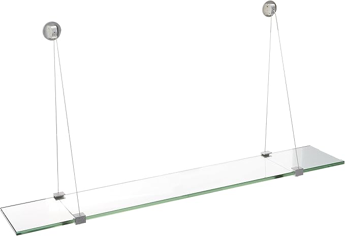 Spancraft Glass CR-4.75x27-Brushed Steel Crane Glass Shelf, Brushed Steel, 4.75" x 27"