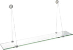 Spancraft Glass CR-12x42-Brushed Steel Crane Glass Shelf, Brushed Steel, 12" x 42"