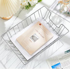 Yeaqee 6 Pcs Letter Tray Wire Paper Trays Stackable File Desk Organizer Metal File Paper Holder Basket for Desk Desktop Letter Storage for Office Home Classroom School(14'' x 10'' x 3'',Silver)