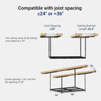 FLEXIMOUNTS 3x4FT Garage Storage Rack Overhead, Adjustable Ceiling Storage Racks, Metal Garage Organization System with 275LBS Weight Capacity(Black), Classic Series