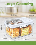 Dynta Large Bread Box for Kitchen Countertop 11.4 x 7.5 x 6.7 Inch Airtight Bread Storage Container Time Recording Bread Keeper with Lid for Toast, Loaf and Cookies