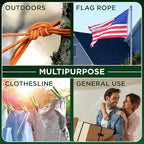 TECEUM Rope – 150 Feet x 1/4 Inch (7mm) – Pink – Strong All-Purpose Utility Rope – Camping, Crafting, Flag Pole, Indoor & Outdoor – Polypropylene Nylon Poly Lightweight Diamond Braided Cord