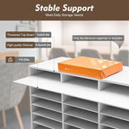 27 Compartments Literature Organizer with Adjustable Stackable Shelves, Doorless File Classification Cabinet, Office Classroom Mailbox with Anti-Slip Pads for Home Office School, White