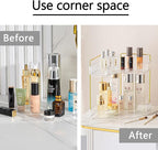 2-Tier Corner Bathroom Counter Organizer – Classic Storage Shelf for Makeup, Perfume & Toiletries, Space-Saving Countertop Tray Fits Bathroom, Dresser, Kitchen (Classic White)