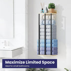 34 Inch Bathroom Towel Rack with Shelf – Modern Towel Holder for Bathroom Wall Mounted, Holds 6 Large Bath Towels, Rolled Towel Organizer for Bathroom, Laundry Room, and Small Space Storage