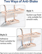 YASONIC Shower Caddy Hanging - Never Rust Shower Organizer - Aluminum over The shower head caddy with 10 Hooks for Razor/Sponge - Shower Rack with Soap Basket - Rose Gold