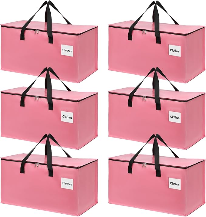 Extra Large Moving Bags with Zipper - Heavy Duty Tote for Packing Clothes, Durable Storage Bin Organizer, Multipack Set