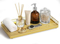 Bathroom Vanity Tray – 12" x 6" Oak Decorative Wooden Tray for Toilet Tank Organizer, Wood Tray for Bathroom Countertop, Soap, Perfume, Storage Vanity Dresser Decor for Bathroom Essentials Gold