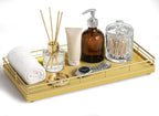 Bathroom Vanity Tray – 12" x 6" Oak Decorative Wooden Tray for Toilet Tank Organizer, Wood Tray for Bathroom Countertop, Soap, Perfume, Storage Vanity Dresser Decor for Bathroom Essentials Gold
