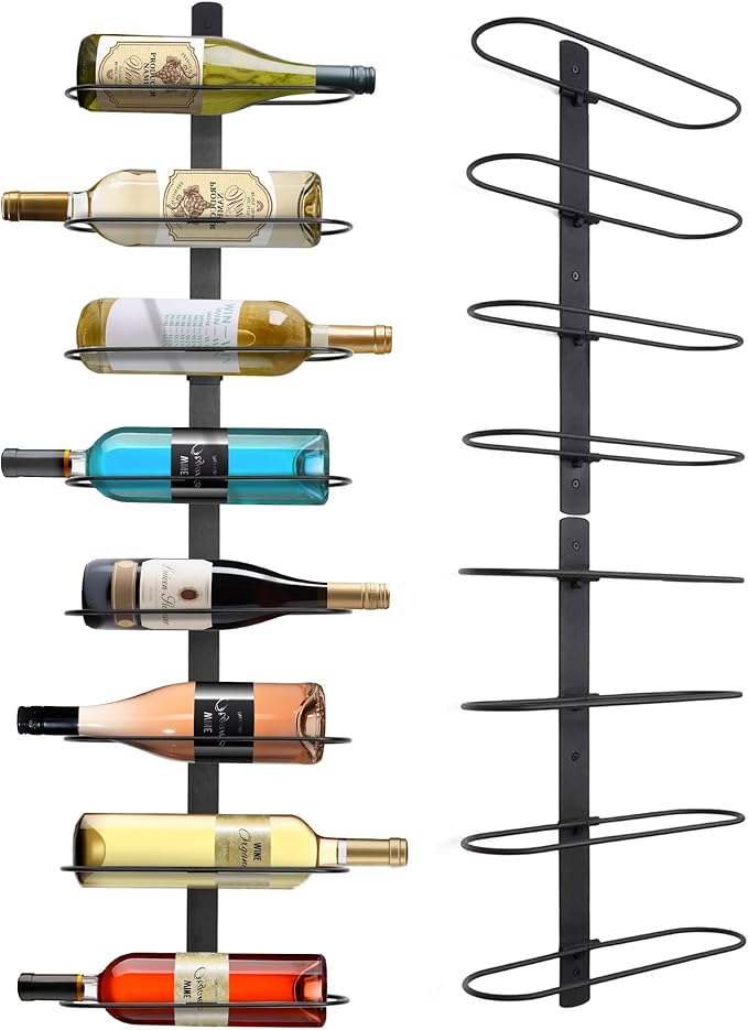Wine Rack Wall Mounted: 8 Bottles Wine Bottle Holder Hanging Bar Liquor Storage Organizer of Cabinet Kitchen - Designed for SpaceSaver (8 Bottles)