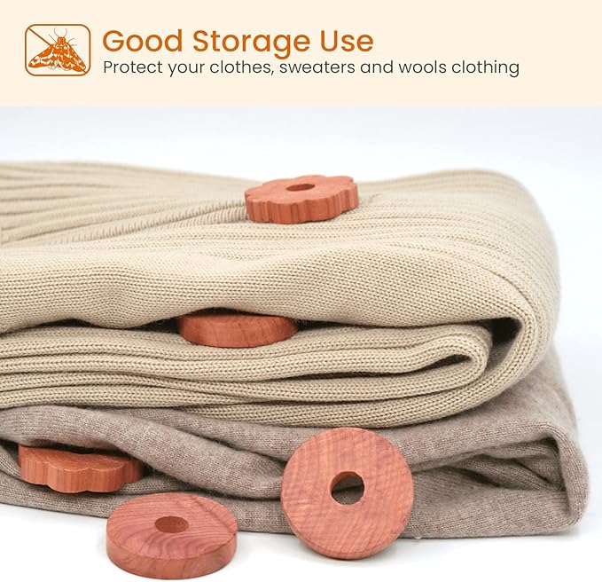 Homode Cedar Chips and Bags, Fresh Cedar Wood Rings and Sachets for Clothes and Shoes Storage, Ideal for Closets and Drawers, 40 Pack