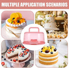 Cake Carrier with Lid and Handle, Round Cake Containers for 10 inch Cakes, Cupcake Holder, Dustproof, Portable Cupcakes Transport Container for Cakes Pie Muffin Pizza Desserts