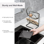 Pot Lid Holder While Cooking, Kitchen Pot Lid Storage Rack for stove top, Multifunctional Kitchen Pot Lid Organizer for Countertop (Iron,Dark Grey)
