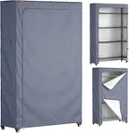 600D Oxford Wire Rack Cover 30" W x 14" D x 62" H, Heavy Duty Waterproof Shelving Protector with Side Tool Pocket, 3-Way Opening Dustproof Storage Shelf Cover for Bathroom, Grey