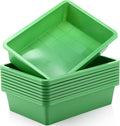 Hoteam 10 Pcs Flat Storage Organizer Tray Bin Letter Size Paper Tray for Classroom Plastic Stackable File Organizer for School Office Teacher Book Organization（ Green, 13.78 x 9.84 x 3.15 Inch）