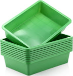 Hoteam 10 Pcs Flat Storage Organizer Tray Bin Letter Size Paper Tray for Classroom Plastic Stackable File Organizer for School Office Teacher Book Organization（ Green, 13.78 x 9.84 x 3.15 Inch）