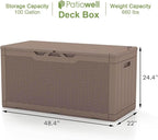Patiowell 100 Gallon Resin Deck Box, Waterproof Large Outdoor Storage Box for Patio Furniture and Garden Tools, Dark Brown
