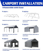 10x20ft Heavy Duty Carport, Waterproof UV Resistant Portable Garage Shelter with Rustproof Steel Frame, Car Canopy for Outdoor carport, Home Party and Workshops