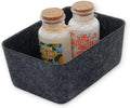 Welaxy Felt deep Storage Bins lidded Drawer Organizer Caddy for junk stuff stationery makeup jewelry closet bathroom minimalist lifestyle (Charcoal Bin, S)