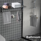Towel Racks for Bathroom Wall Mounted, 24 Inch Foldable Towel Holder with 5 Movable Hooks,Rustproof Towel Organizer for Bathroom Lavatory Hotel Bath Matte Black