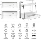 2-Tier Bathroom Organizer Countertop with Drawer, Wood Counter Organizer for Bathroom Decor, Sink Shelf for Vanity Storage, Makeup Tray for Perfume Skincare Bedroom Kitchen Corner