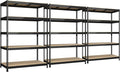 3 Packs 48" W x 24" D x 72" H Adjustable Garage Storage Shelves - 5-Shelf Heavy Duty Shelving Unit, Metal Utility Storage Organizer Racks for Warehouse Pantry Closet Kitchen, Black
