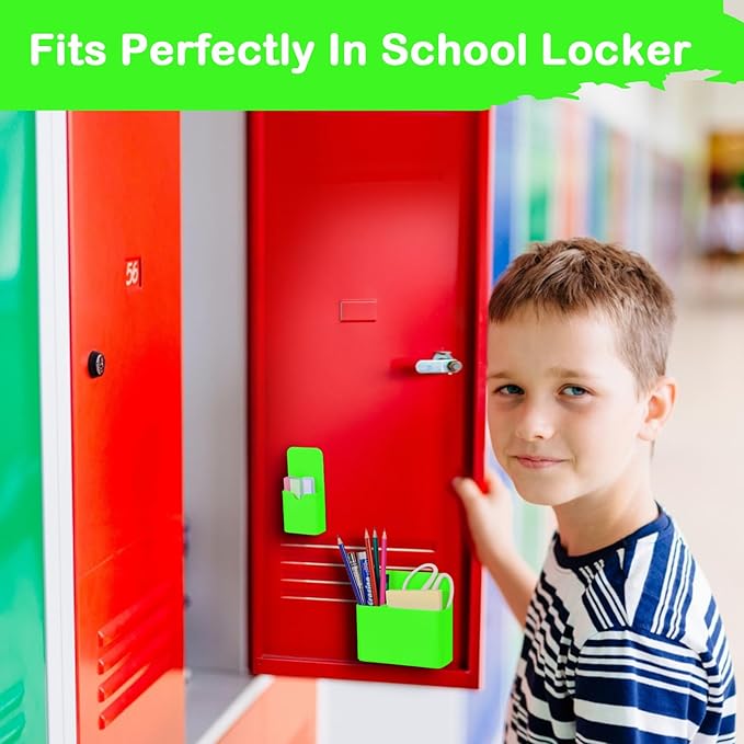 Magnetic Pen Holder,2 Pack Magnetic Dry Erase Marker Holder with Generous Compartments,Strong Magnet Storage Marker Pen Pencil Organizer for Refrigerator,Whiteboard,Locker Accessories