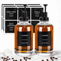 Coffee Syrup Dispenser for Coffee Bar, Set of 2 Simple Glass Syrup Bottle w. Pump and Labels, 16.9 oz 500ml Syrup Pump Dispenser, Syrup Dispenser Black