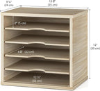 Ballucci Wood File Organizer Paper Sorter, 5 Tier Adjustable Shelves Office Desk Organizer 13 5/8" x 9 1/4" x 12", Brushed Wood