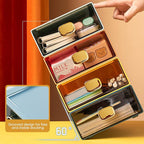 Large Desk Drawer Organizer 13"x9"x3.3" Stackable Desktop Storage Organizer for Copy Paper Clear Home Office Organizer Box Drawer Container for Stationery, Bathroom (Orange, L-1 Drawer)