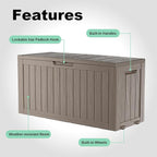90 Gallon Deck Box Outdoor, Waterproof Outdoor Storage Boxes with Lids, Outside Resin Lockable Storage Box for Patio Cushions, Garden Tools(Grey)