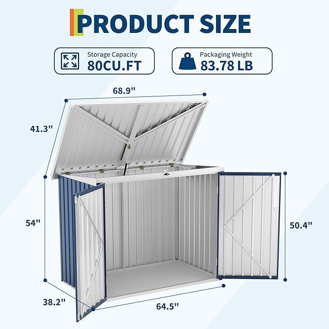 Outdoor Storage Shed,80 Cu.Ft Outdoor Trash Storage Box 5.8x3.3 FT with Lockable Door&Sloped Roof,Cabinet with Multi-Use Rust Prevention Galvanized Steel Enclosure for Yard, Garden, Patio