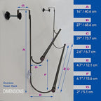 Insieme (29 x16x4.7 Inch) Towel Rack for Over Glass Shower Wall or Glass Shower Enclosure (Frameless or Frames up to 1.6" Thick). 2 Tier - Black- No Rust