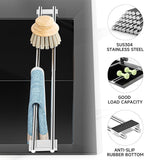 Dish Cloth Holder for Kitchen Sink, Adjustable Over-The-Sink Dish Rag Rack, Metal Kitchen Racks Sink Brush Holder, Drying Rack for Dishcloths, Sponges, Brushes, and Bottles (1, Sliver)
