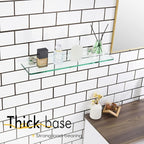 KOKOSIRI Floating Shelves Wall Mount 20-Inch Bathroom Tempered Glass Shelf Shower Storage Kitchen Rack, 2 Pack Brushed Stainless Steel B1107BR-L20-P2