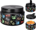 13.5oz Kids Soup Jar for Hot Food Vacuum Insulated Food Jar with Buckle Lid, Stainless Steel Wide Mouth Leak Proof Lunch Container for School Picnic Travel (Game Black)