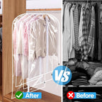 BALEINE 60'' Clear Garment Bags, 12 Packs PEVA Dress Bag for Closet Clothes Dresses Suit Coats Storage (Clear, 12PK)