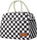 Lunch Bag Women/Men Lunch Box Women/Men (Black+White Checkerboard)